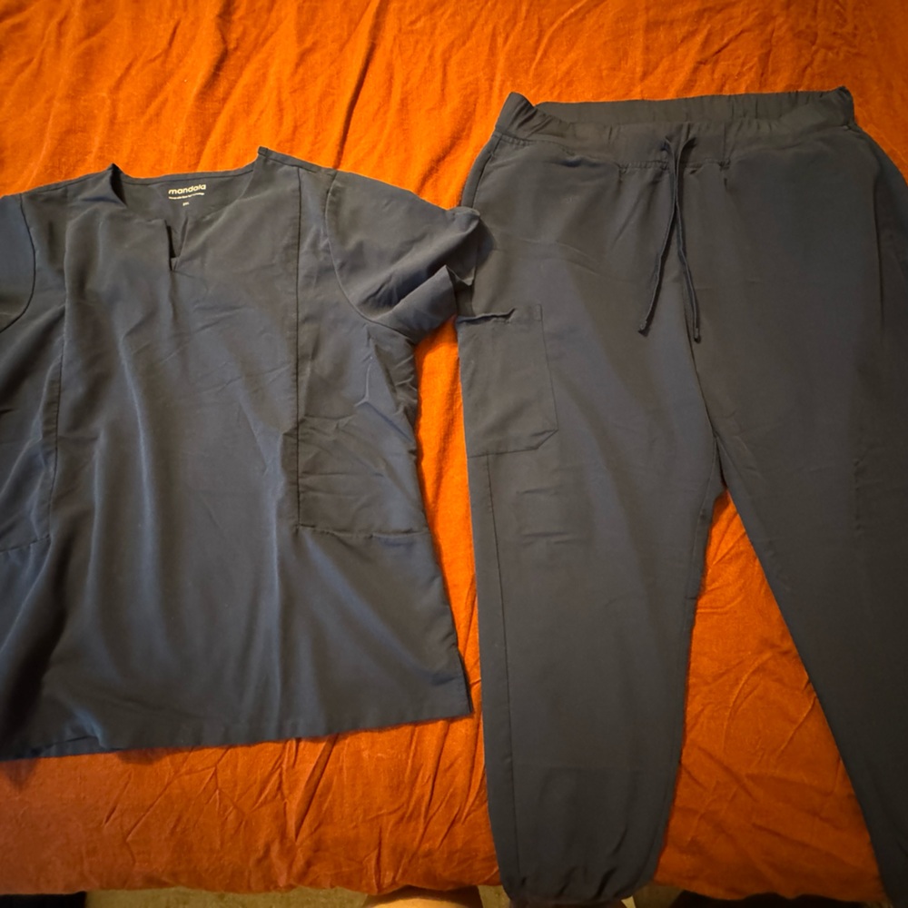 Mandala Scrubs, 2XL, Navy Blue